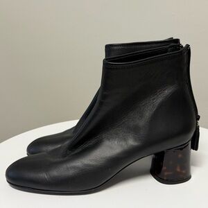 AGL Made in Italy Black Leather Ankle Booties Tortoiseshell Heel – EU 39